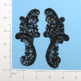 Black Iris Venise Lace 4.75" Sequin Applique Pair E2701