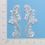 White Venise Lace 4.75" Sequin Applique Pair E2701