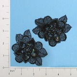 Black Iris Venise Lace 3" Sequin Appliques E2703