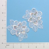White Venise Lace 3" Sequin Appliques  E2703