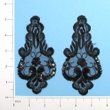 Black  Venise Lace  5" Sequin Applique Pair E2705