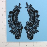 Black Venise Lace 5.5" Sequin Applique  E2715