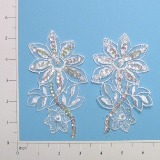 White Venise Lace Sequin Applique E2729