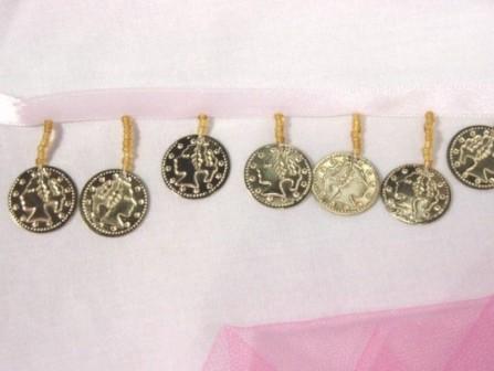 L30  Gold Coin Beaded Fringe Sewing Trim