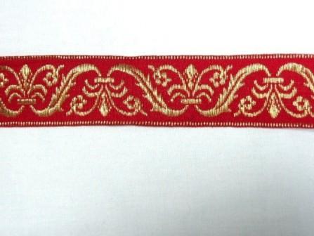 L35  Red Gold Jacquard Ribbon Craft Sewing Trim