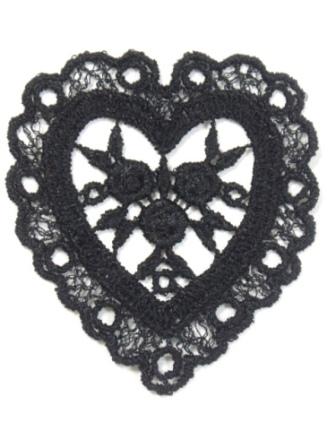 L46 Black Venice Victorian Lace Heart Applique