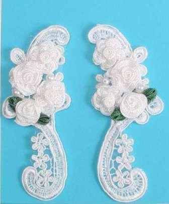 E5601 White Venice Lace Crochet Mirror Pair Appliques