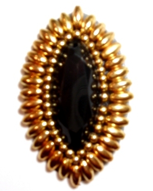 LC130 Black Diamond Jewel Beaded Applique 2.25"