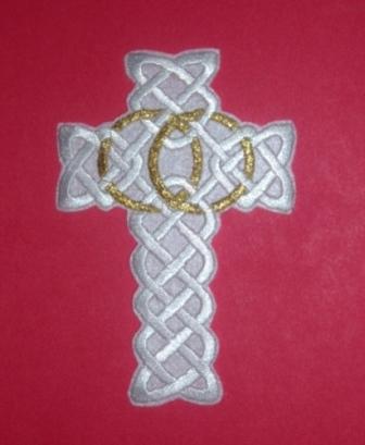 LC369 White Cross Embroidered Applique