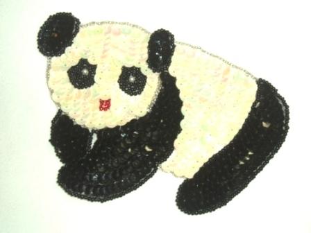 LC376  Panda Bear Sequin Beaded Applique 6.5"