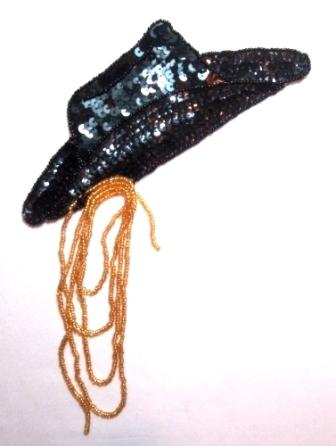 LC380  Cowboy Hat (Left) Sequin Beaded Applique 6.5"