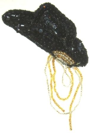 LC521  Cowboy Hat w/ lasso Sequin Beaded Applique 4"
