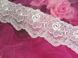 C46 Ivory Venise Lace Victorian Rose Sewing Trim 2.5"