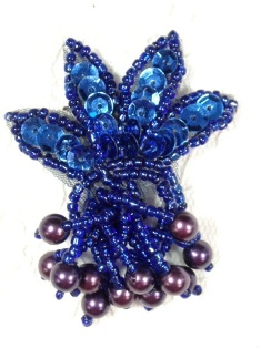 MA359 Blue Beaded Sequin Applique 2"