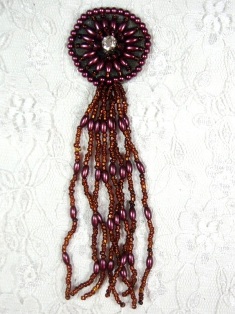 MA298B Bronze Dangle Beaded Rhinestone Applique 5"