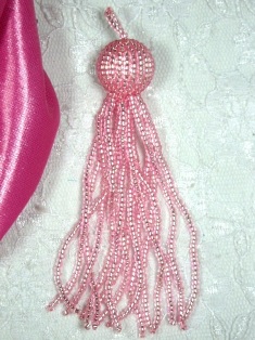 MA93 Pink Beaded Tassel 4"