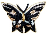 Black Butterfly 7" Sequin Beaded Applique  K8627