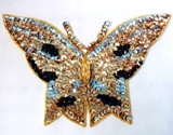 Gold Butterfly 7" Sequin Beaded Applique  K8627