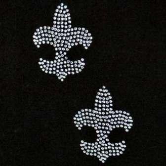 E1001 Set of ( 2 ) Fleur De Leis Crystal Rhinestone Iron on Transfer Appliques