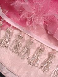 RMT9152  Remnant Silver Tassel Beaded Trim 33"