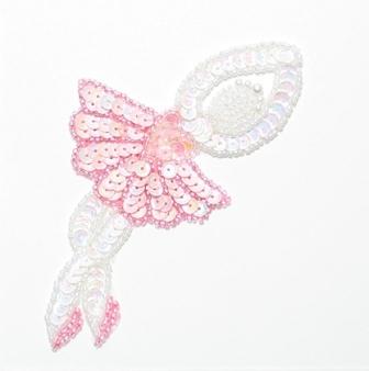 E017 S Pink Ballerina Sequin Beaded Applique 4.75"