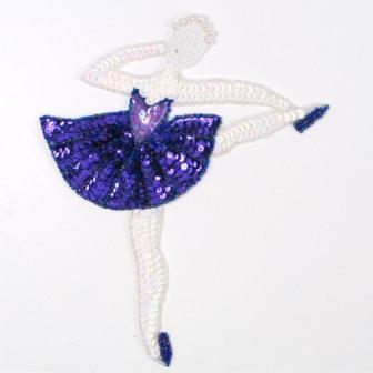 E018 Purple Ballerina Sequin Beaded Applique 8.5"