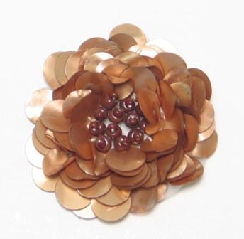 E249 Matte Gold Floral Sequin Beaded Applique 2