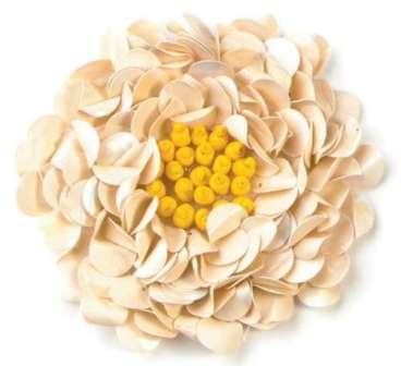 E250  Beige Ivory Beaded Sequin Applique Flower 2.75