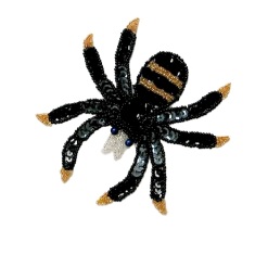 E2844 Black Spider Beaded Sequin Applique 4"