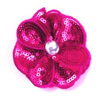 E3460  Fuchsia Jewel Sequin Applique / Pin 2.5"