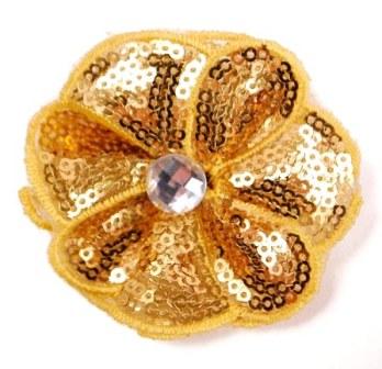 E3460  Gold Jewel Sequin Applique / Pin 2.5"