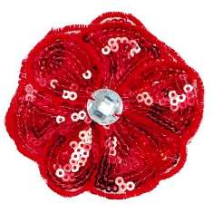 HB0643E  Red Jewel Sequin Hair Bow  2.5"