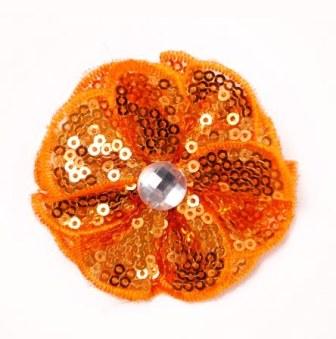 E3460  Orange Jewel Sequin Applique / Pin 2.5"