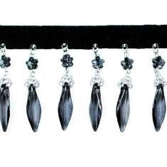 P3520 Black Beaded Fringe Trim Pre-Cut 36"