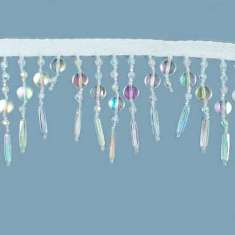 P3532  Crystal AB Beaded Fringe Trim Pre-Cut 18"
