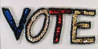 E357s Vote Beaded Sequin Applique 5"