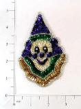 E438 Clown Mardi Gras 4.5" Sequin Beaded Applique