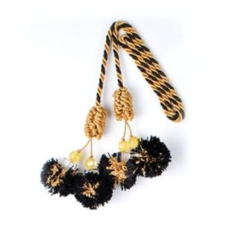 E4406   Black & Gold  Beaded Tassel