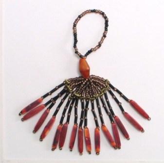 E5587 Multicolor Brick Red Beaded Tassel 3"