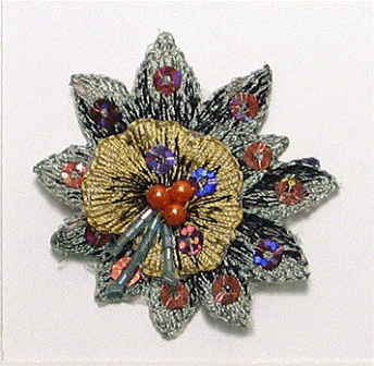 E5931 Green Gold Embroidered Floral Sequin Applique