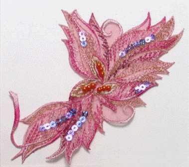 E5937  Pink Embroidered Floral Sequin Applique