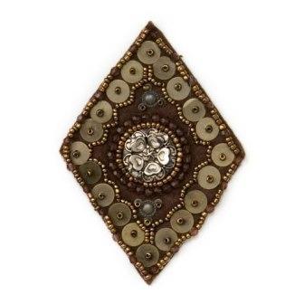 E5961 Diamond Antique Copper Motif Beaded Applique
