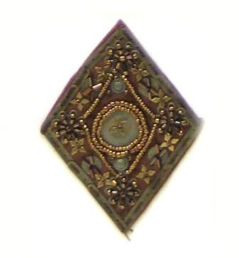 E5965 Antique Copper Diamond Motif Beaded Applique