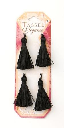 E5970  Set of 4   Black Mini Tassels 2"