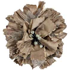 E5982  Silver Gray Rhinestone Florantina Jeweled Brooch 4"