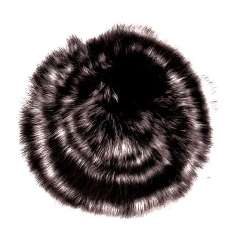 E6057 Black Mix Rabbit Fur Brooch or Applique 2.5"