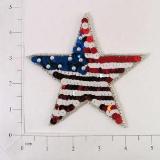 E622 Patriotic Star 3.5" Sequin Beaded Applique