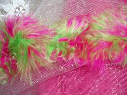 D6267 Lime & Fuchsia Marabou Fur Feather Trim 36" Package Pre-cut