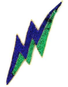 E827 Mardi Gras Lightning Bolt Beaded Sequin Applique 11"