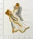E863 Religious Christmas Angel Sequin Beaded Applique 6"